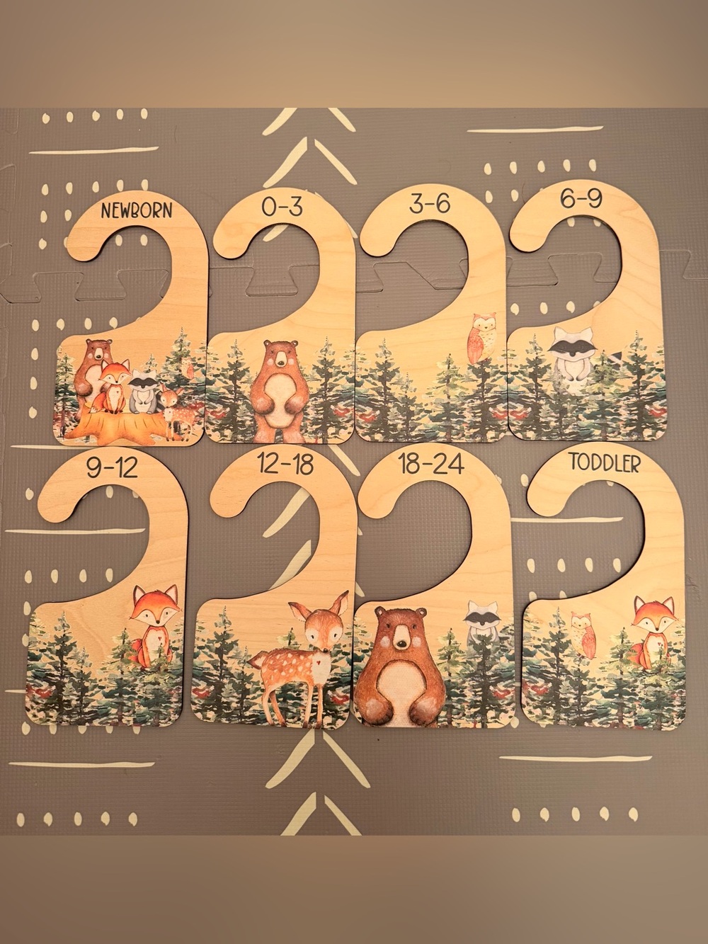Woodland Baby Closet Dividers Wooden Nursery Closet Organizer Newborn Toddler 8p